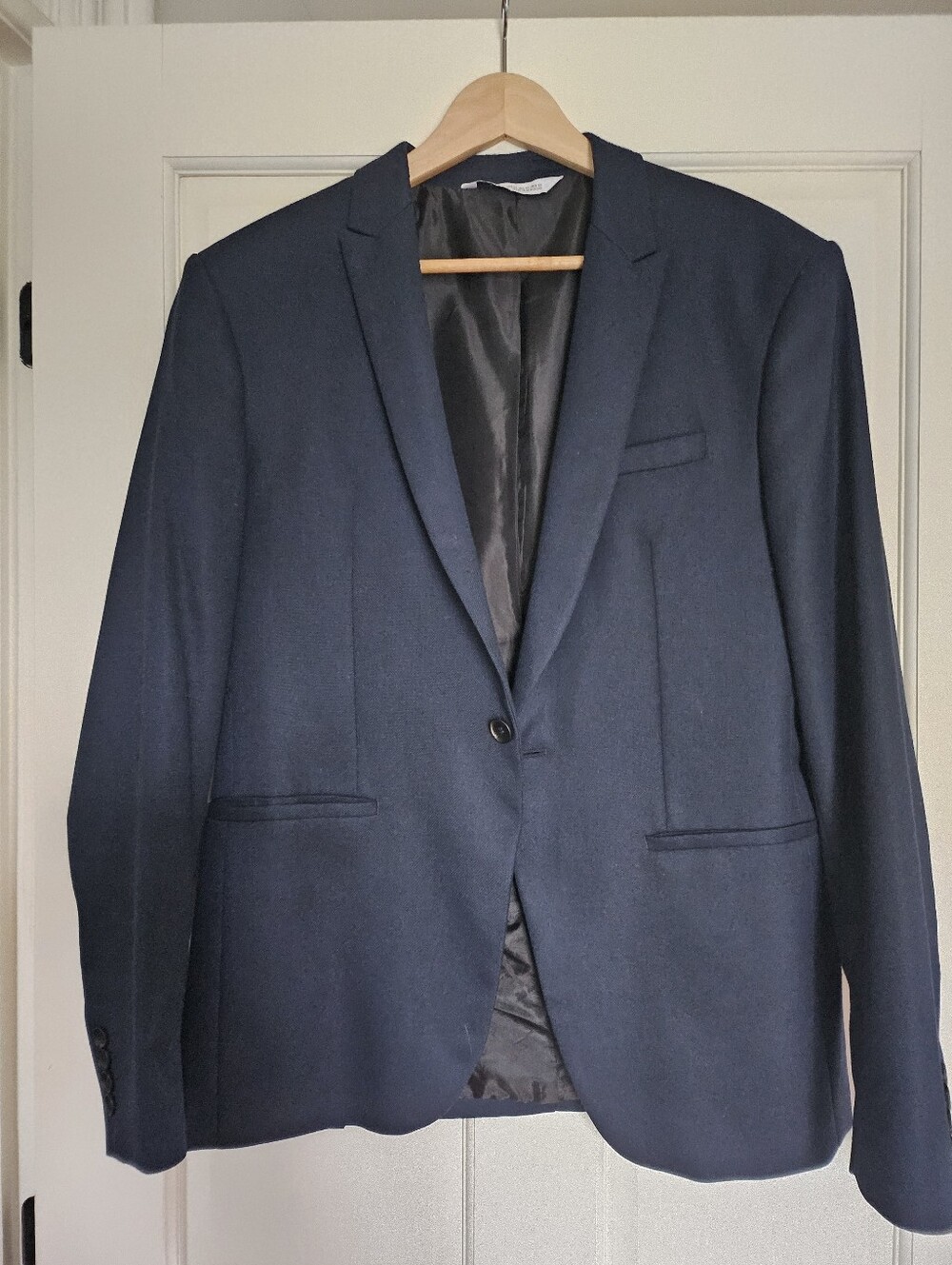 Zara Men's Navy Blazer - Classic Single-Breasted Suit Jacket